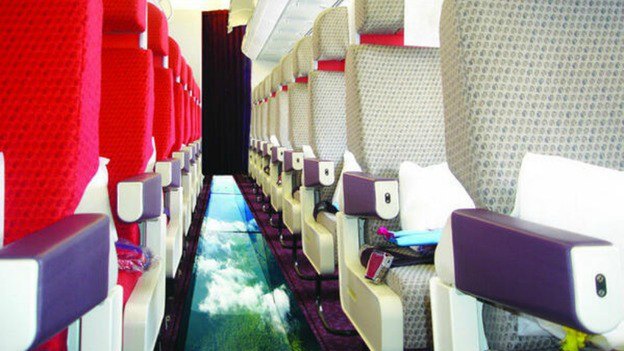 virgin glass bottom plane