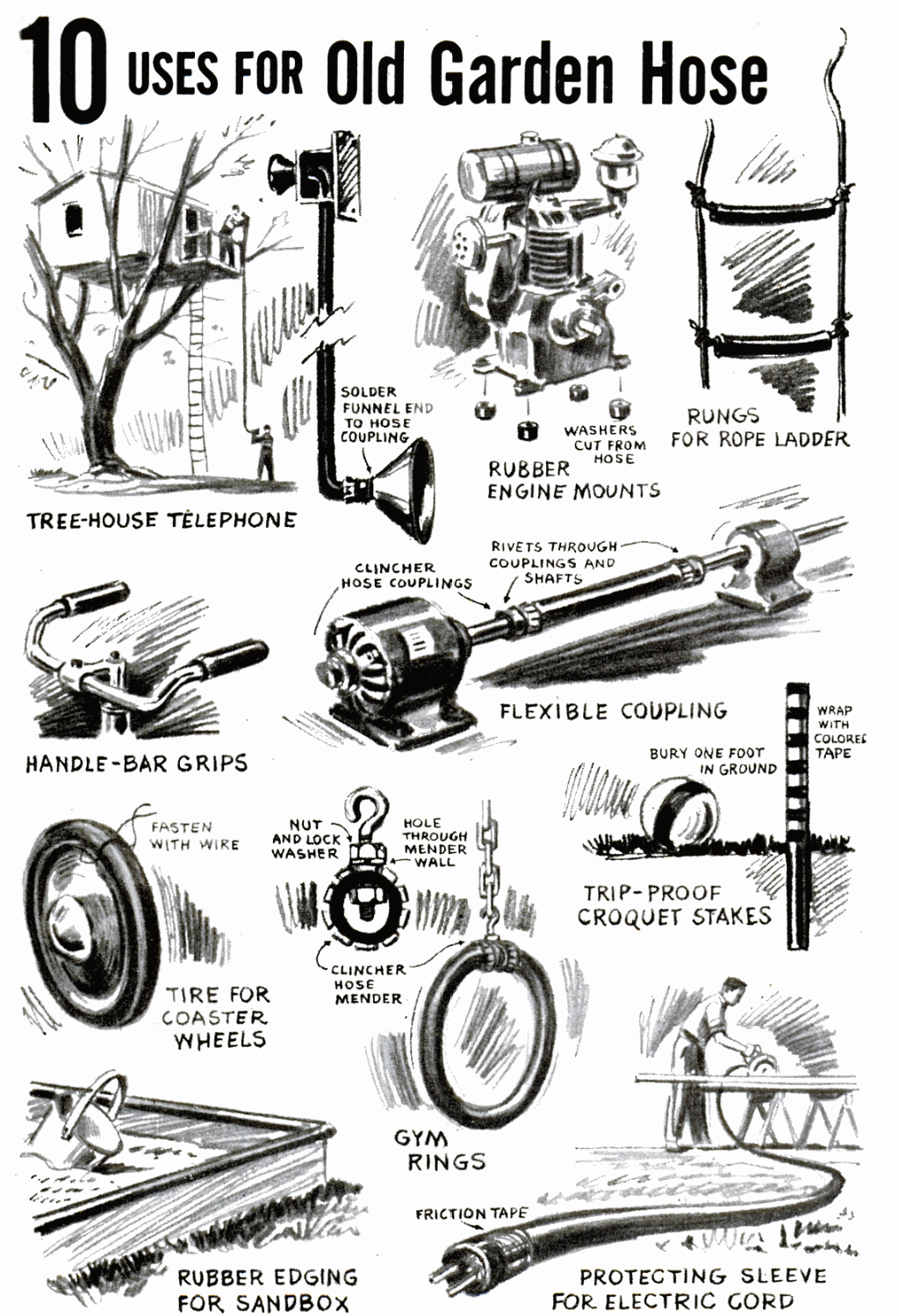 ten uses for an old garden hose